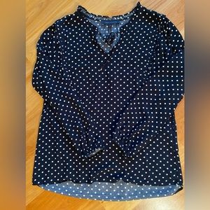 Like New Tommy Hilfiger Navy Polka Dot Shirt Size Medium